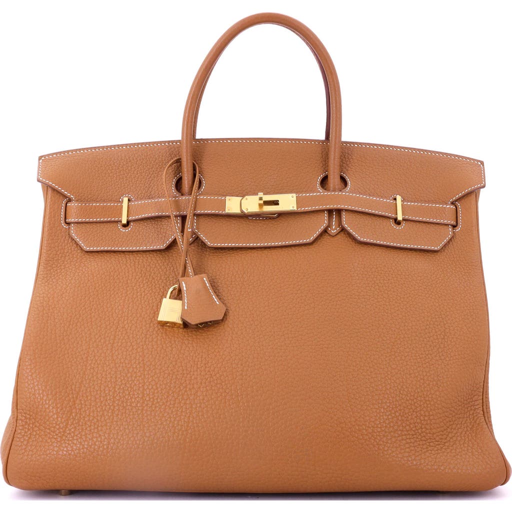 Pre-owned Hermes Hermes Birkin Handbag Brown Fjord With Gold Hardware 40 In Gold
