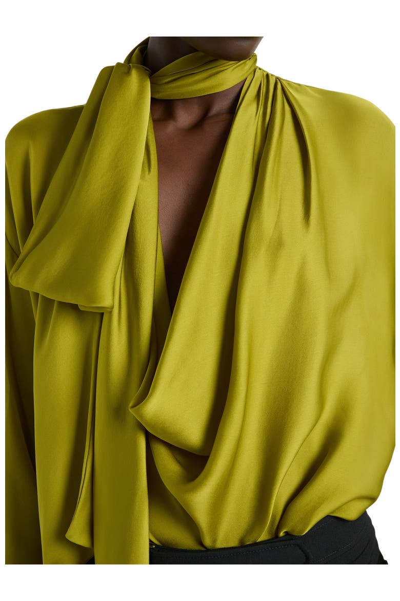 Draped Silk Chiffon Blouse, Alternate, color, green