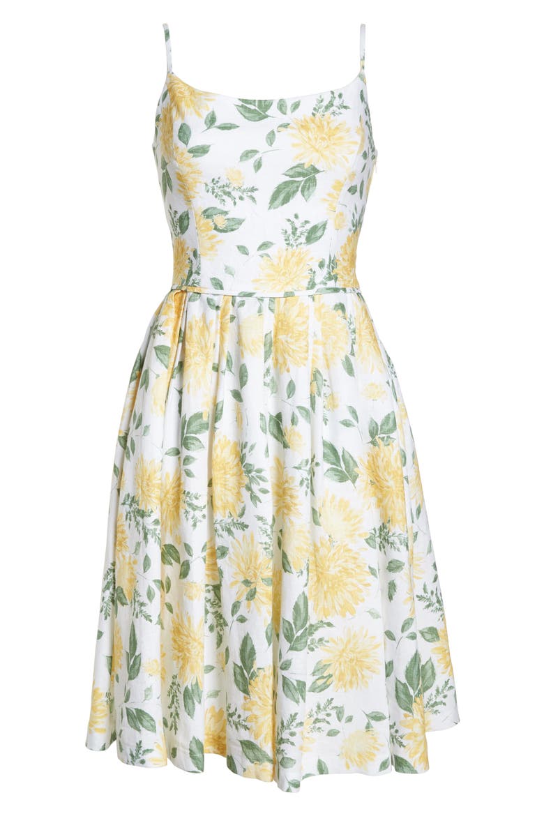Abigail Painted Aster Fit & Flare Sundress, Alternate, color, ECRU MAIZE