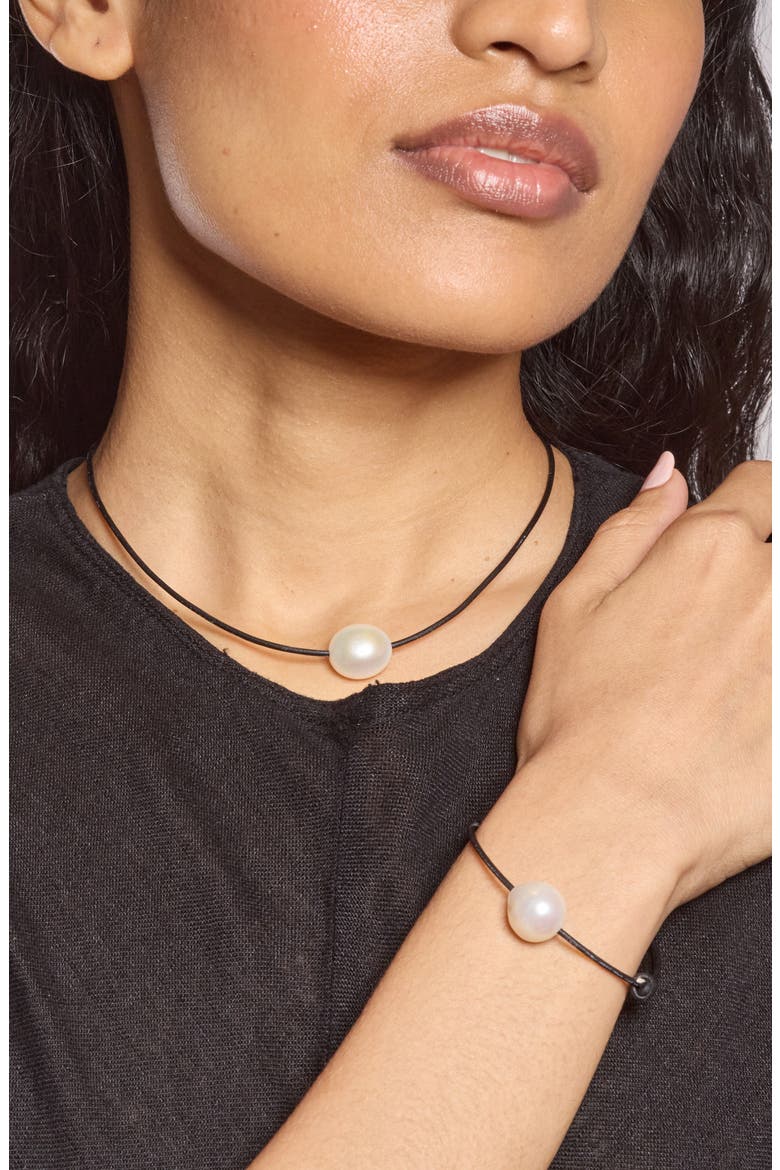 Freshwater Pearl Knot Bracelet, Alternate, color, BLACK