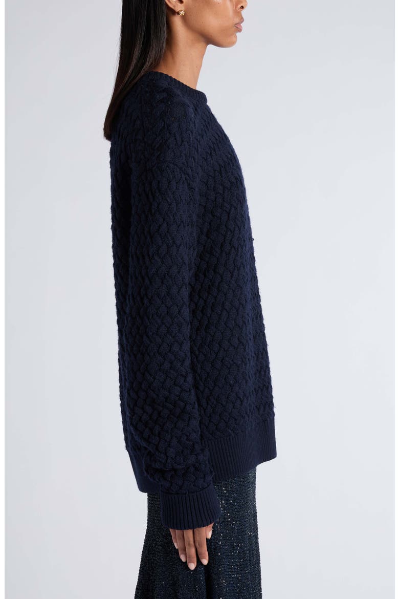 Wool Intrecciato Crewneck Sweater, Alternate, color, 4071 MIDNIGHT BLUE