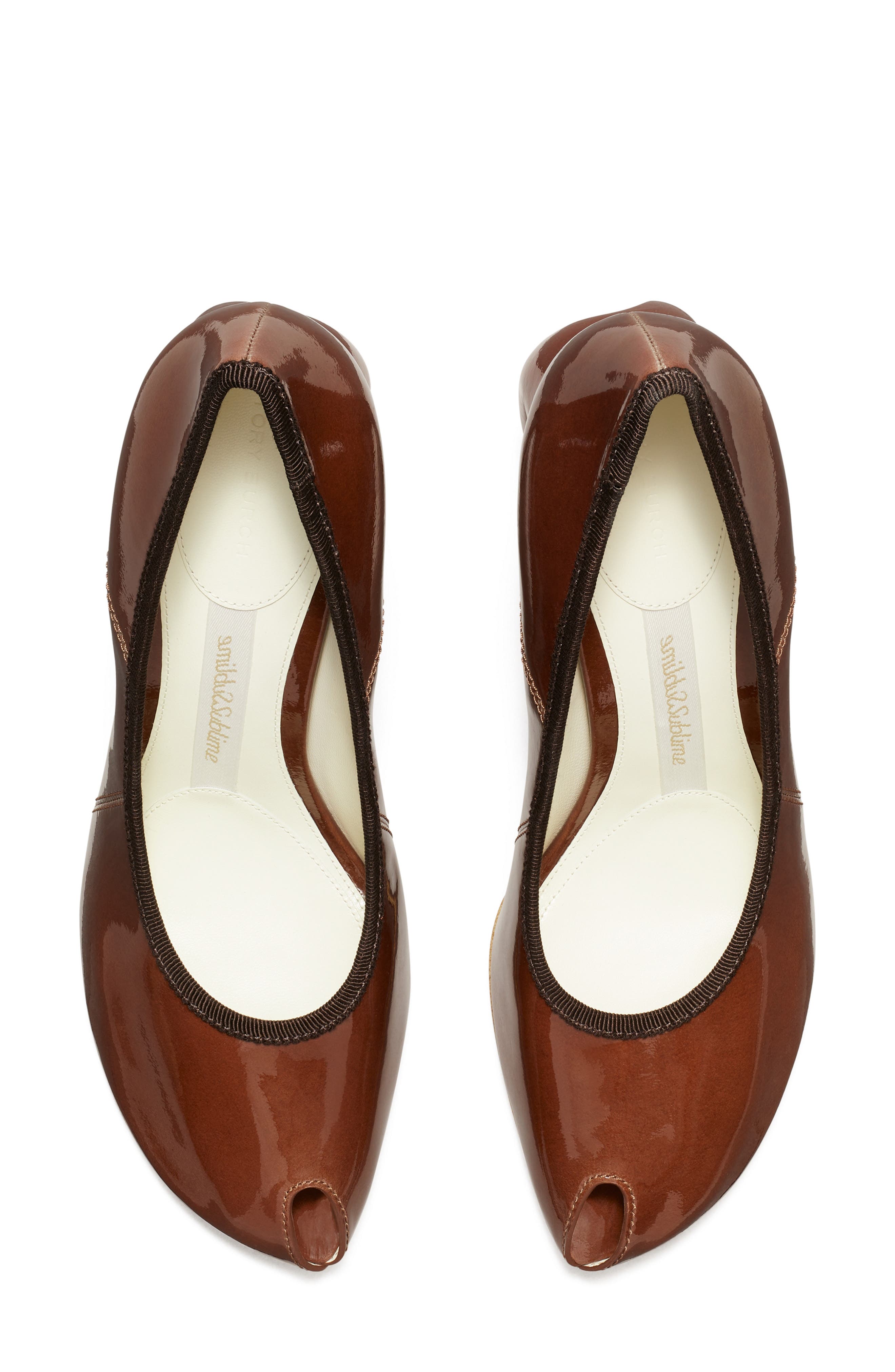 Tory Burch Peep Toe Pump, Alternate, color, Russet Brown