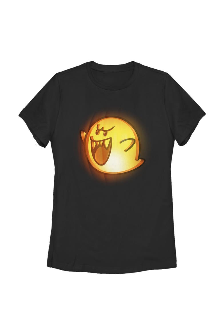 Women's Nintendo Halloween Boo Pumpkin  Graphic T-Shirt, Main, color, Black