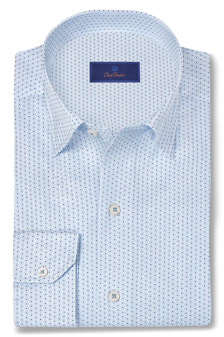 Neat Print Sport Shirt, Main, color, WHITE/ BLUE