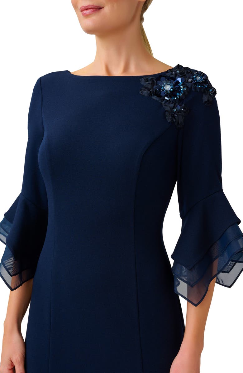 Adrianna Papell Embellished Crepe Column Gown, Alternate, color, 