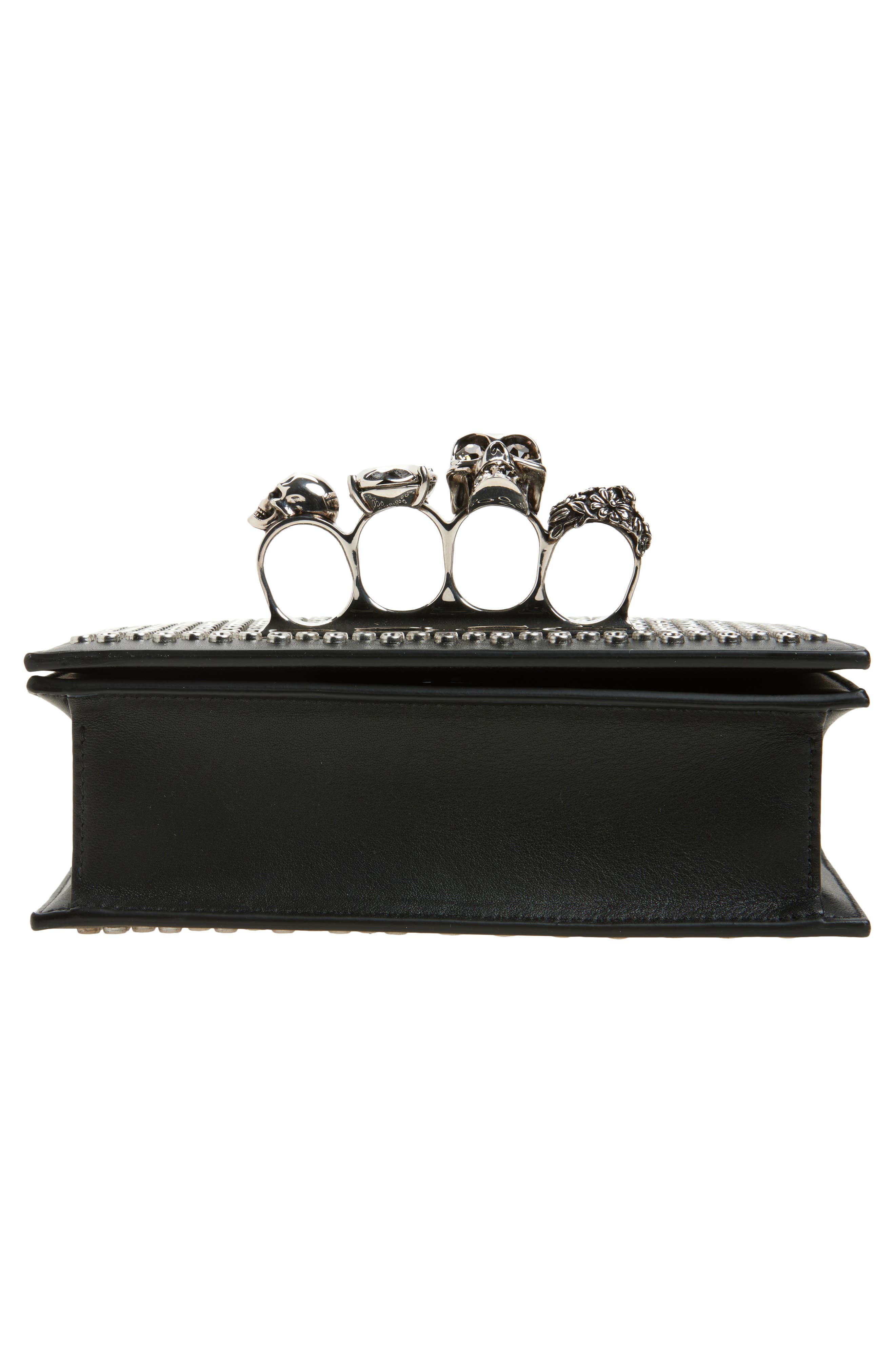 McQueen Mini Jewel Satchel, Alternate, color, Black/ Silver