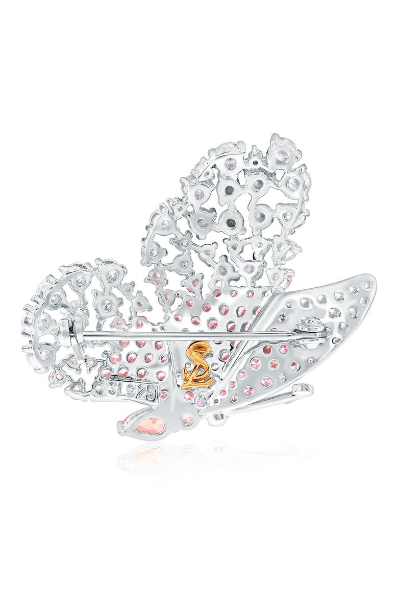 Pavé Butterfly Brooch, Alternate, color, PINK