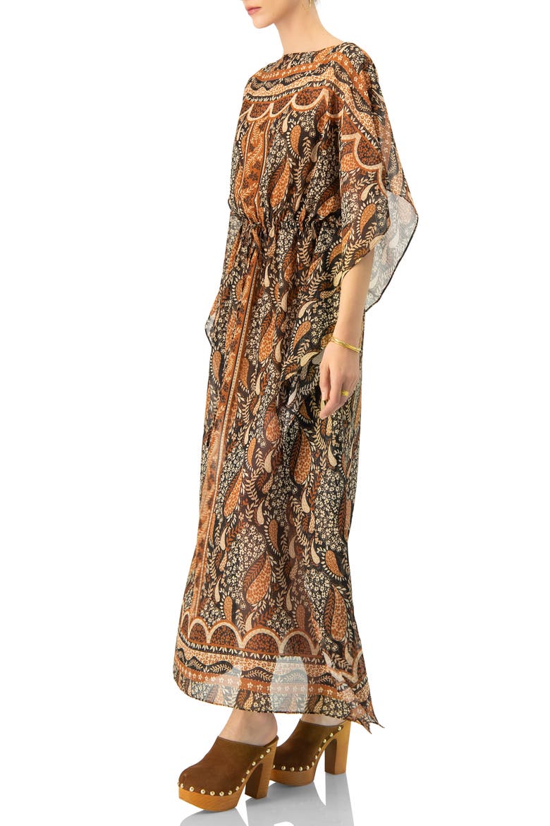 Long Batwing Sleeve Dress, Alternate, color, Brown