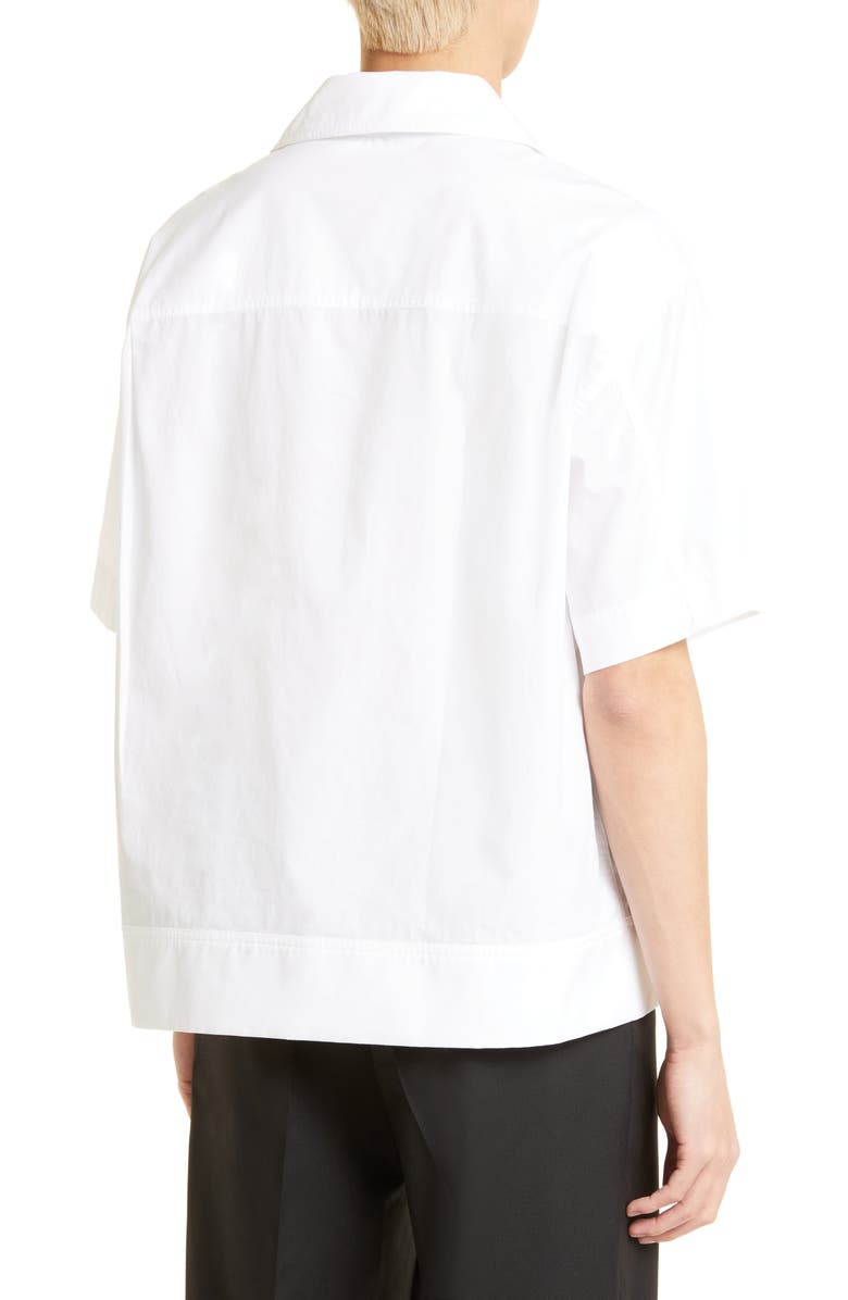 Simone Rocha Pleated Short Sleeve Button-Up Shirt, Alternate, color,