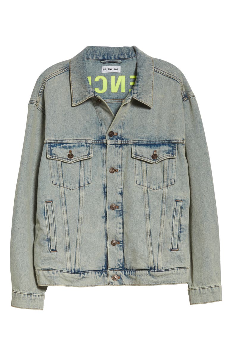 Balenciaga Back Logo Denim Jacket, Alternate, color,