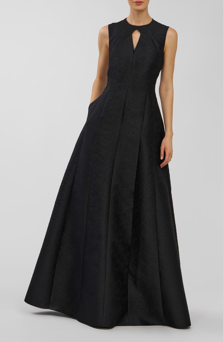 Kay Unger Gabriella Jacquard Gown, Main, color, Black