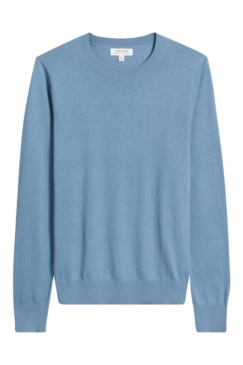Crewneck Cotton & Cashmere Sweater, Alternate, color, BLUE POND