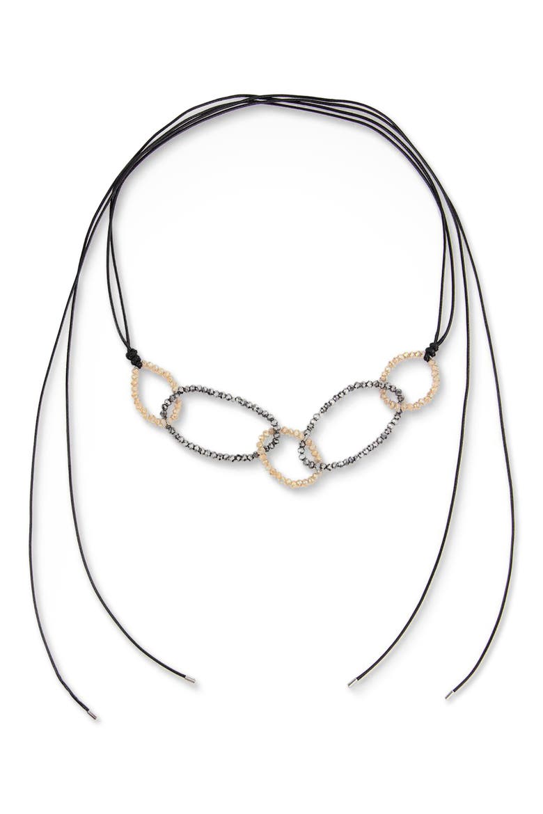 Beaded Oval Choker Necklace, Main, color, BLACK