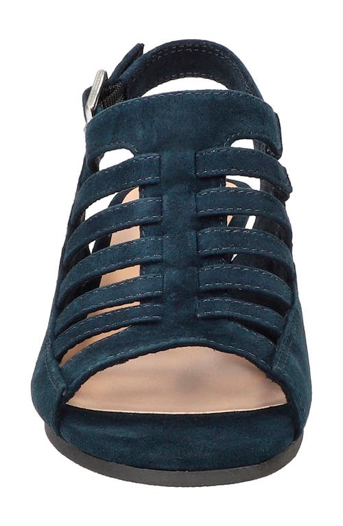 Bella Vita Yakira Strappy Wedge Sandal In Navy Kidsuede Leather