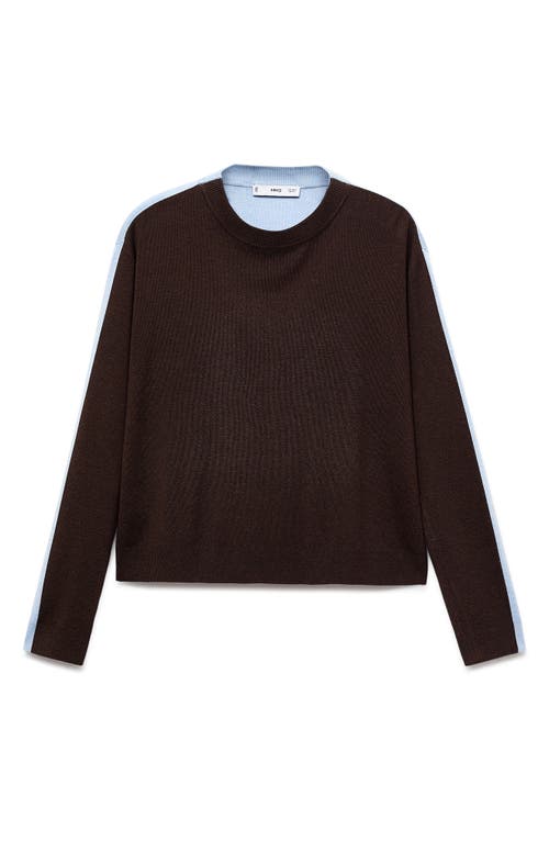 Mango Combined Design Sweater In Brown