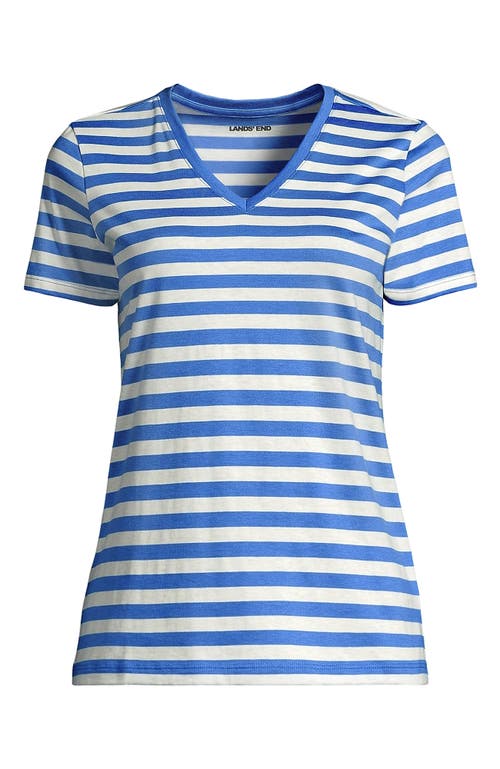 Lands' End Plus Size Relaxed Supima Cotton V-neck T-shirt In Blue