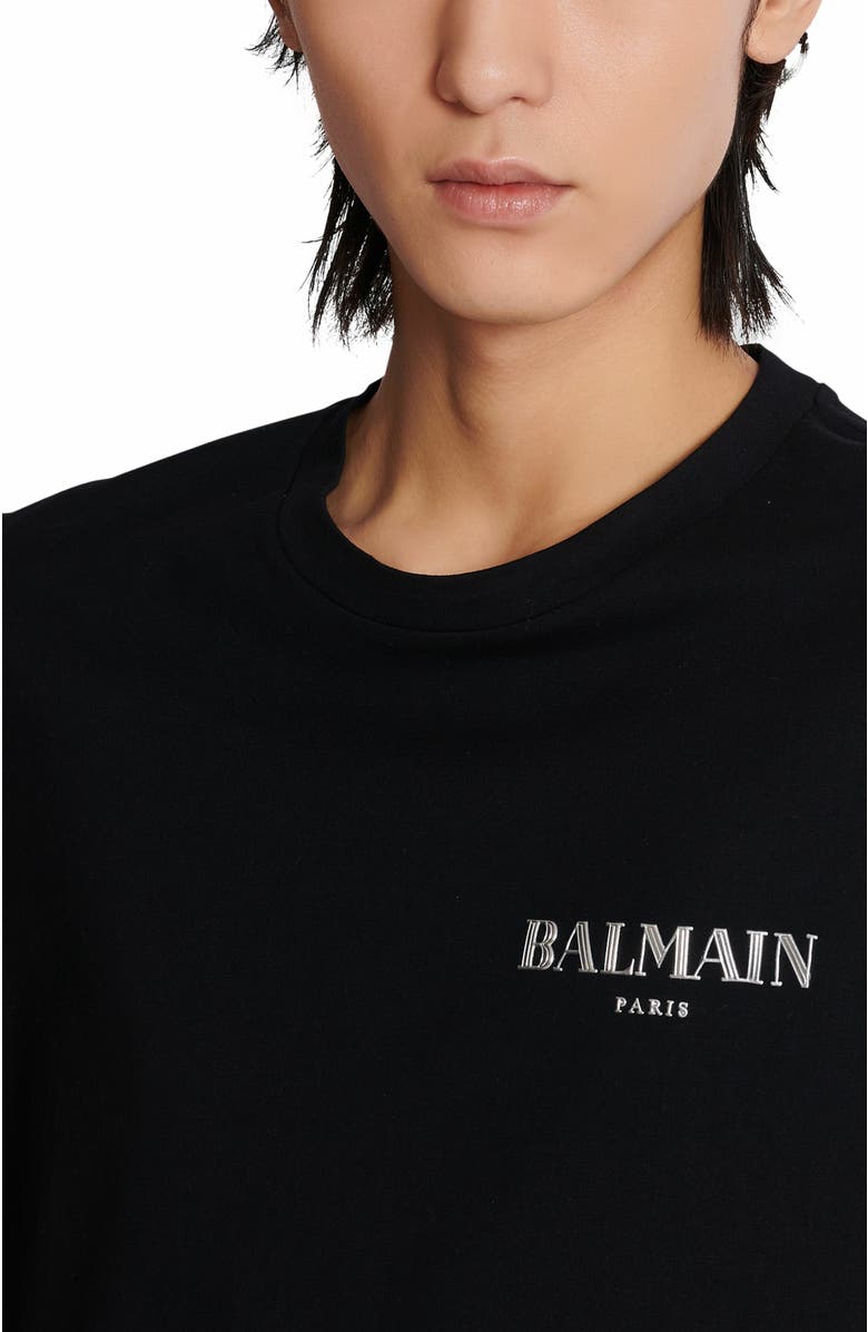 Balmain T-Shirt With Vintage Gel Balmain Logo, Alternate, color,