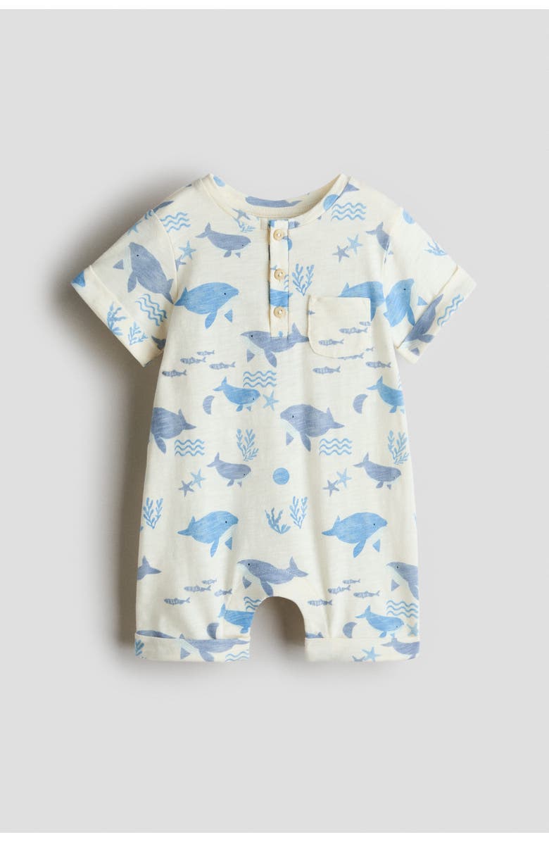 H&M Printed Cotton Romper Suit, Main, color, 