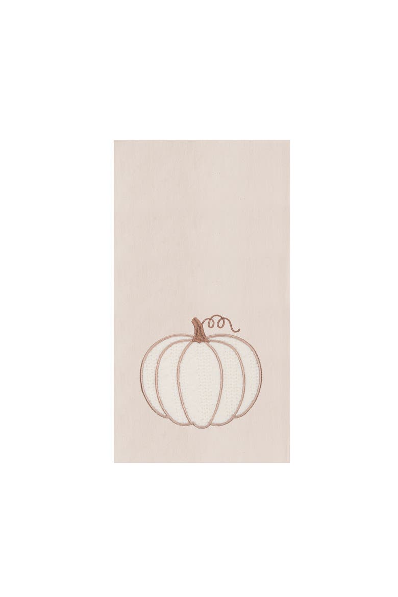 Cable Knit Pumpkin 100% Cotton Flour Sack Kitchen Dishtowel, Main, color, White