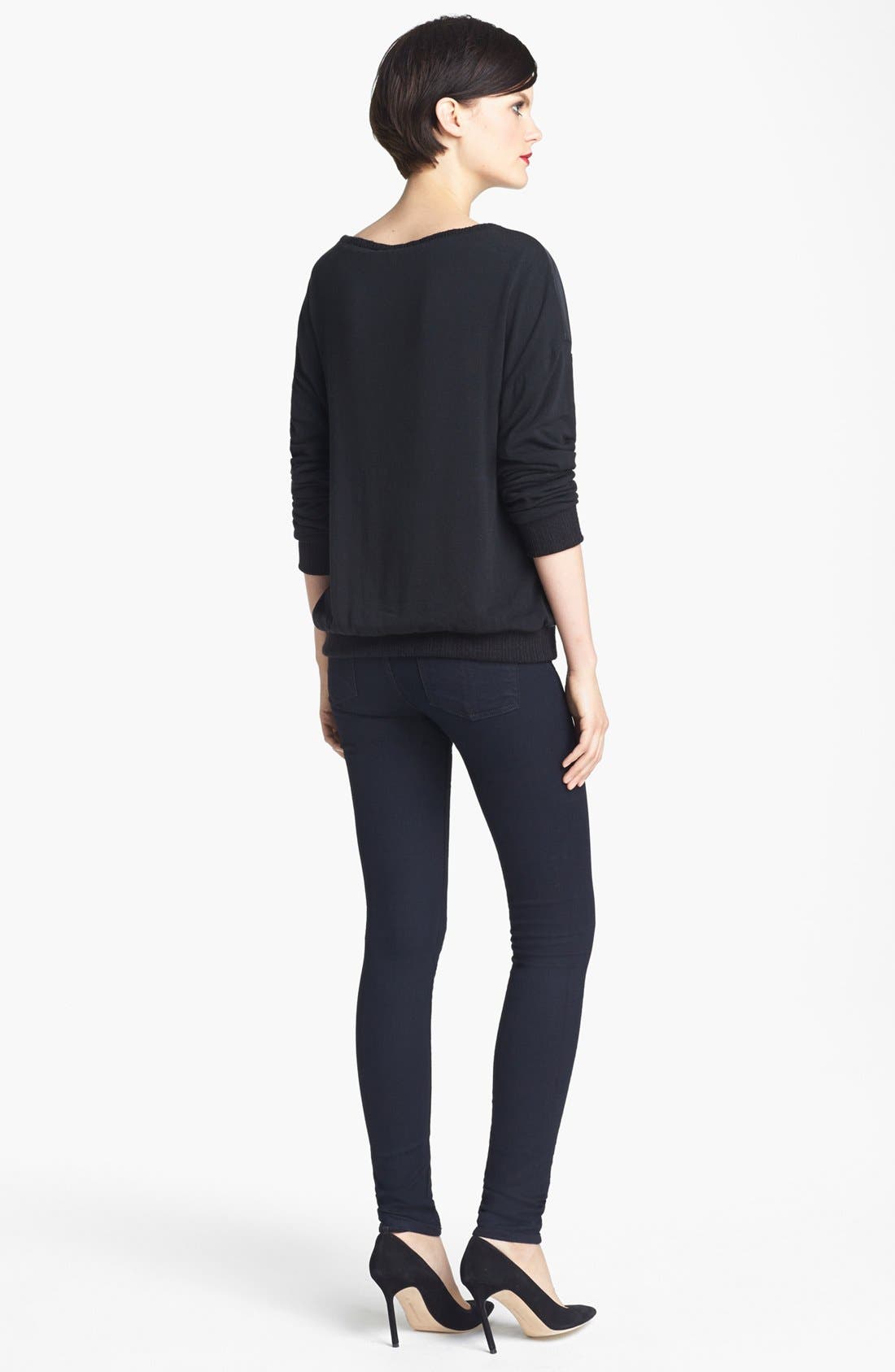 ALICE + OLIVIA 'Dominique' Leather Front Sweatshirt (Women) | Nordstrom