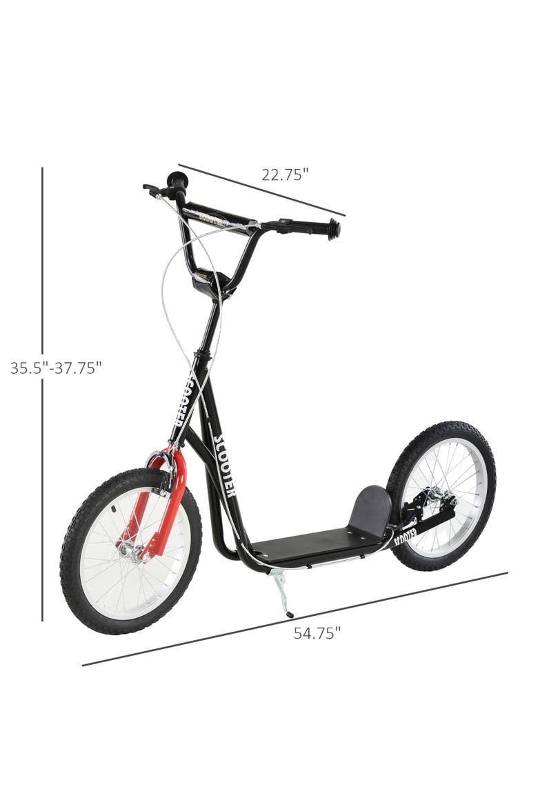 Kids Kick Scooter, Adjustable Handlebar, Dual Brakes, Inflatable Wheels, Alternate, color, Black