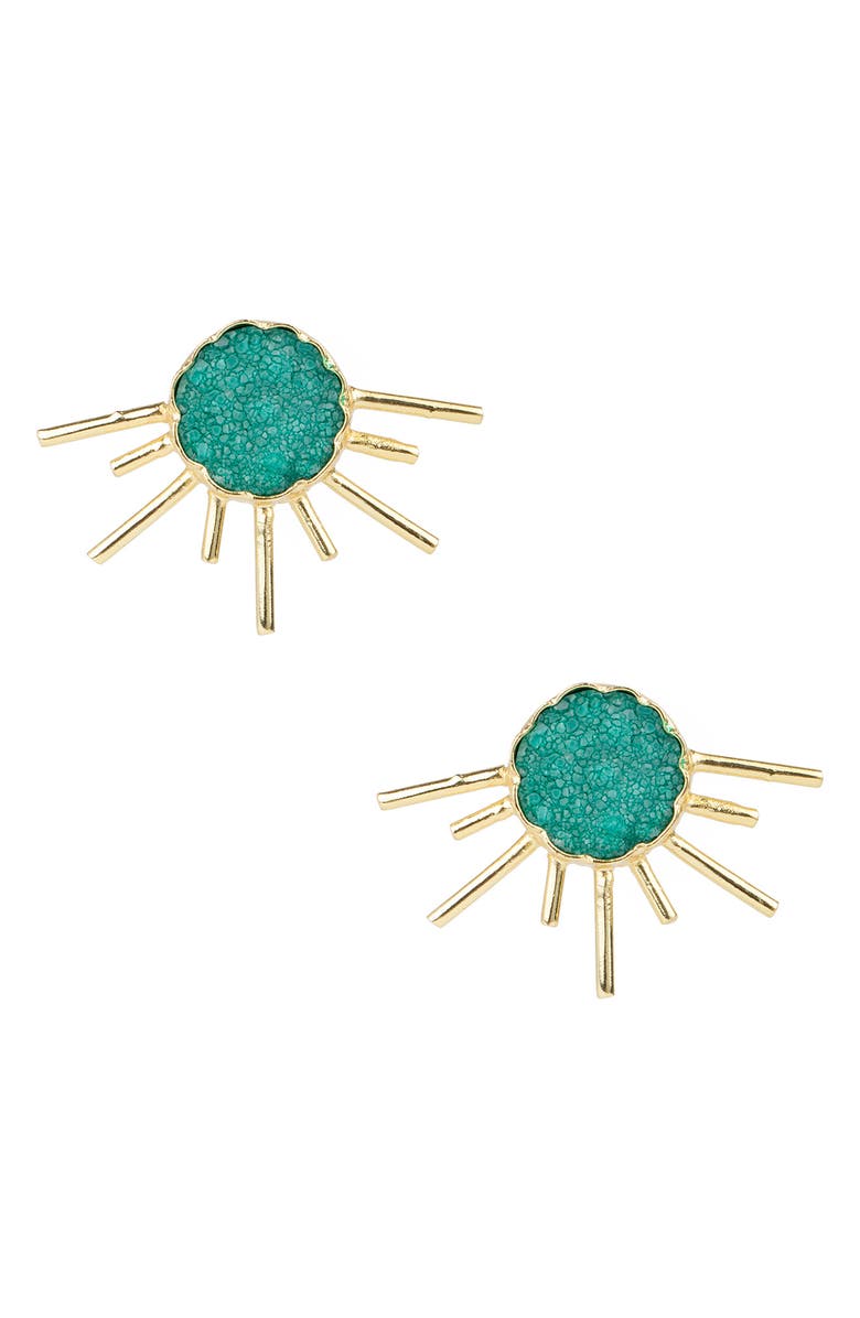 SAACHI Drusy Sun Stud Earrings, Main, color,