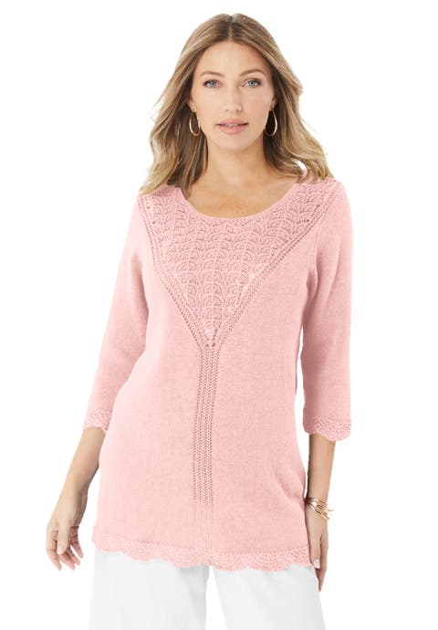 Lace Knit Pullover Sweater (Plus)