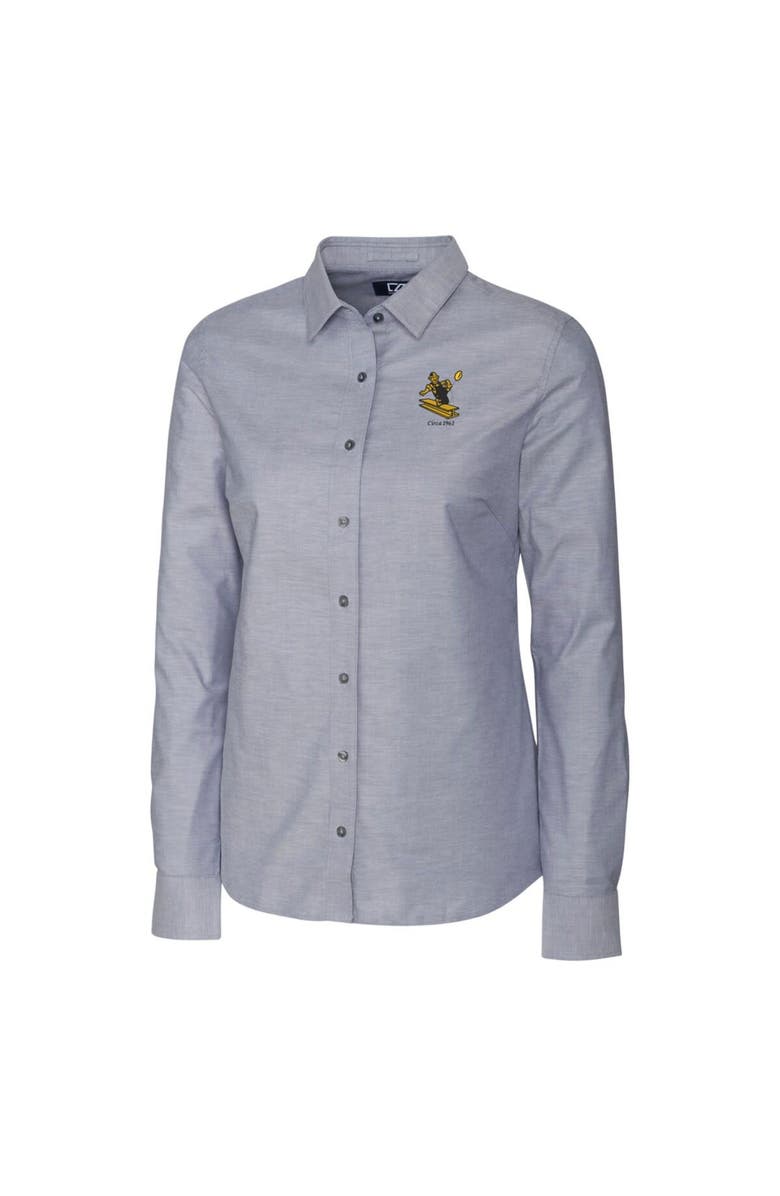 Cutter & Buck Women's Cutter & Buck Charcoal Pittsburgh Steelers Throwback Logo Oxford Stretch Long Sleeve Button-Up Shirt, Alternate, color, 