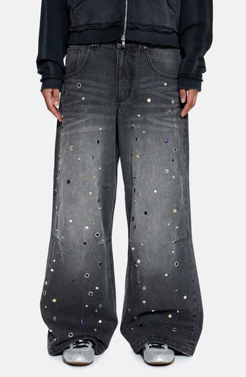 JADED LONDON Trixa Jewel Studded Colossus Jeans in Black at Nordstrom Rack, Size 28