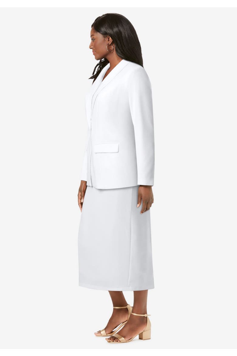 2 Piece Stretch Crepe Single Breasted Skirt Suit, Alternate, color, WHITE