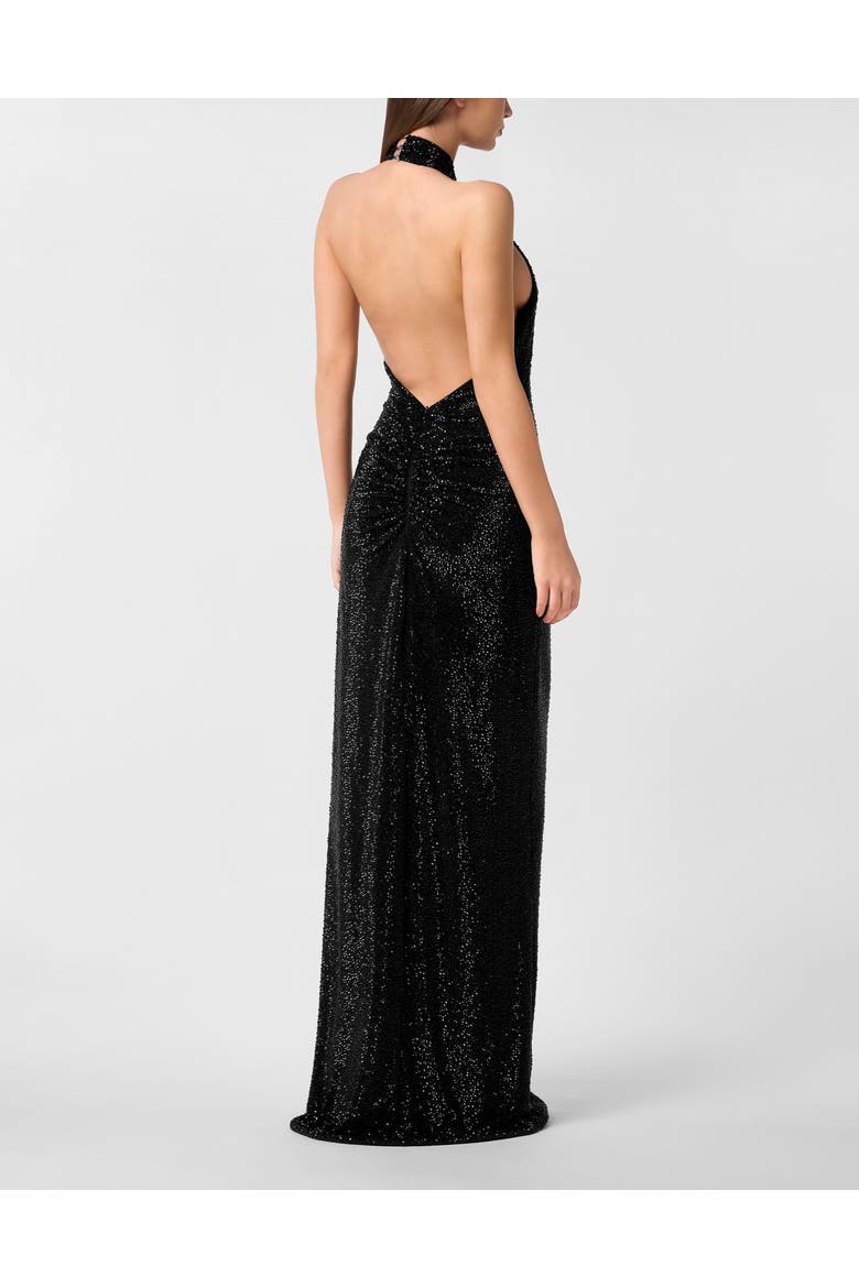 Backless Long Evening Dress Mix Strass Women, Alternate, color, black