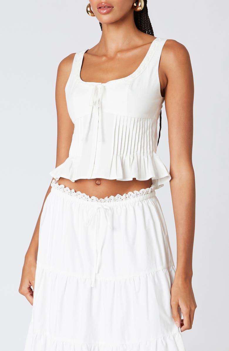Nia Lemon Cotton Peplum Crop Top, Main, color, White