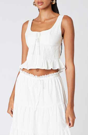 Nia Lemon Cotton Peplum Crop Top