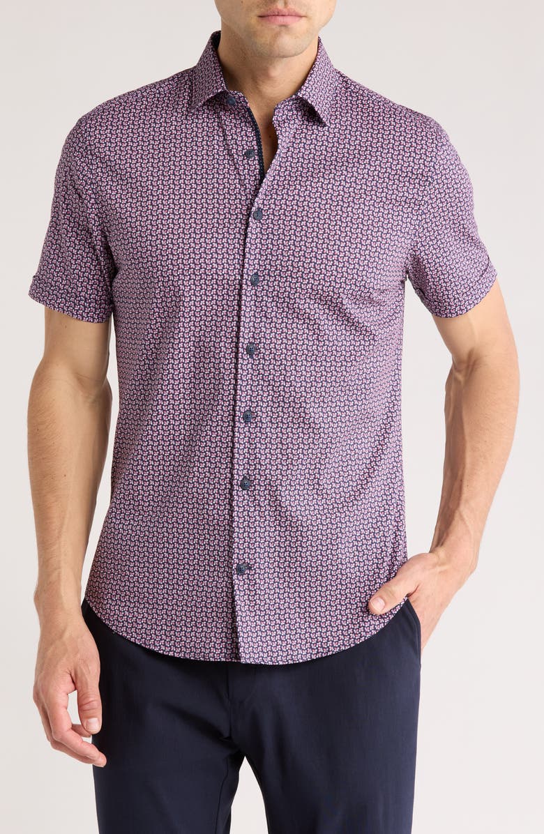 SOUL OF LONDON Short Sleeve Stretch Cotton Sport Shirt, Main, color, 