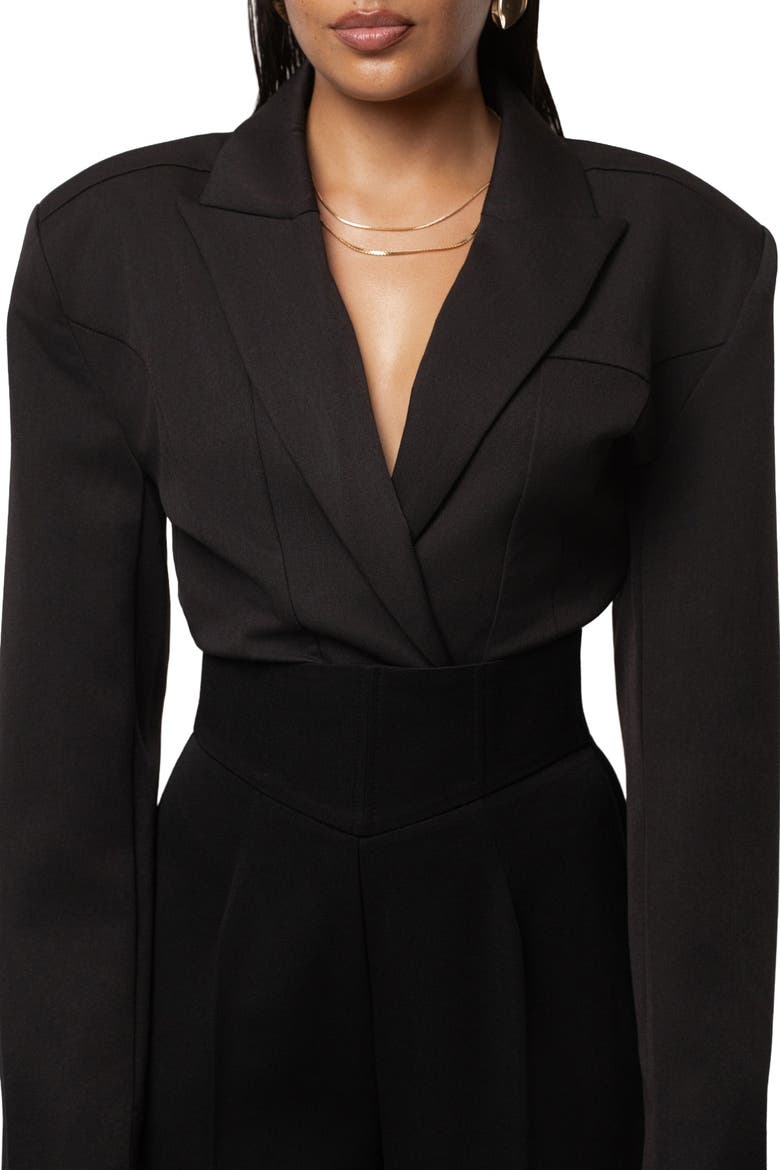 Dominica Structured Bodysuit, Alternate, color, Black