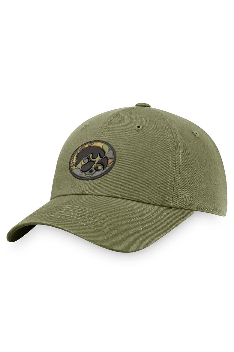 Men's Top of the World Olive Iowa Hawkeyes OHT Military Appreciation Unit Adjustable Hat, Main, color, Olive