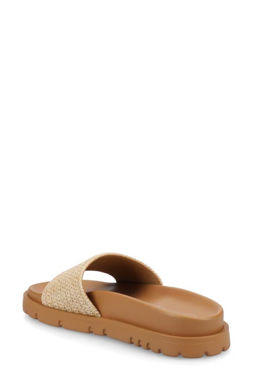 Journee Collection Starr Woven Platform Slide Sandal In Natural