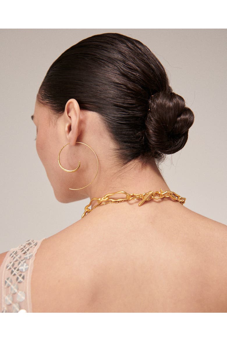Aegina Pull Through Hoop Earrings, Alternate, color, Brass