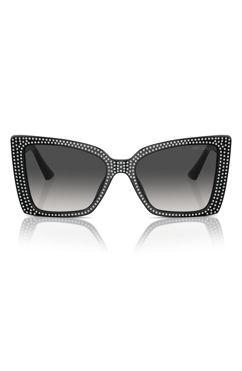 Jimmy Choo 54mm Gradient Butterfly Sunglasses, Main, color, Black / Gradient Grey