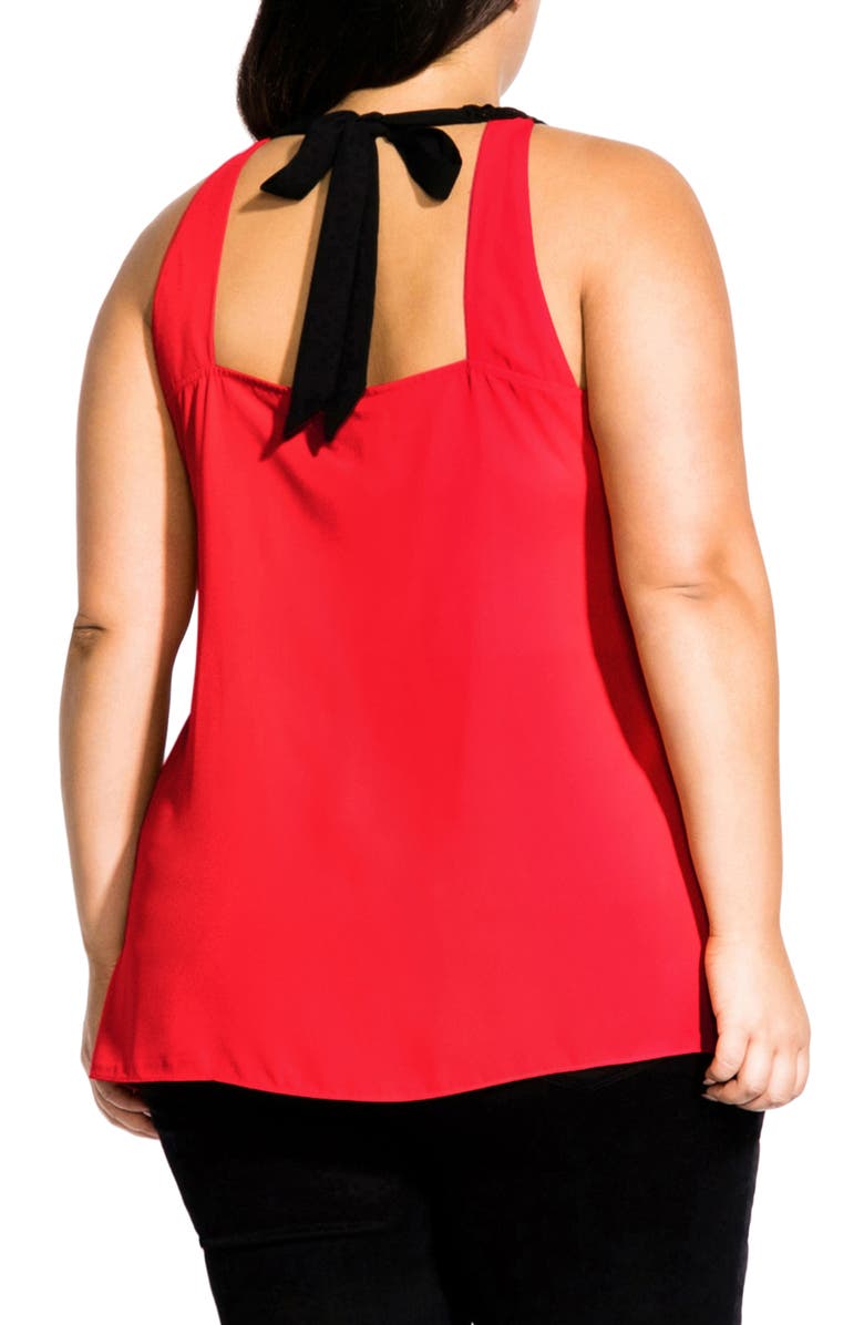 City Chic Layered Motif Lace Detail Tiered Top, Alternate, color, Salsa