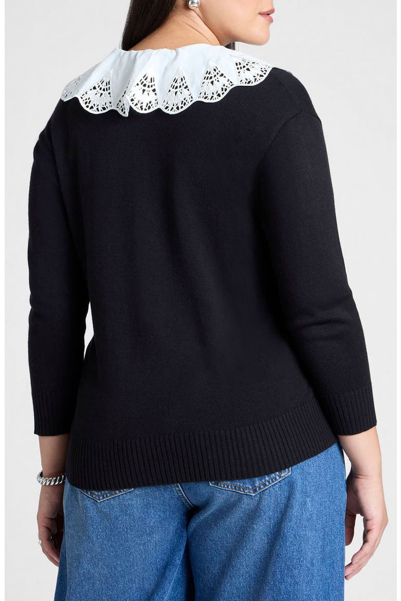 Scalloped Collar Sweater, Alternate, color, BLACK
