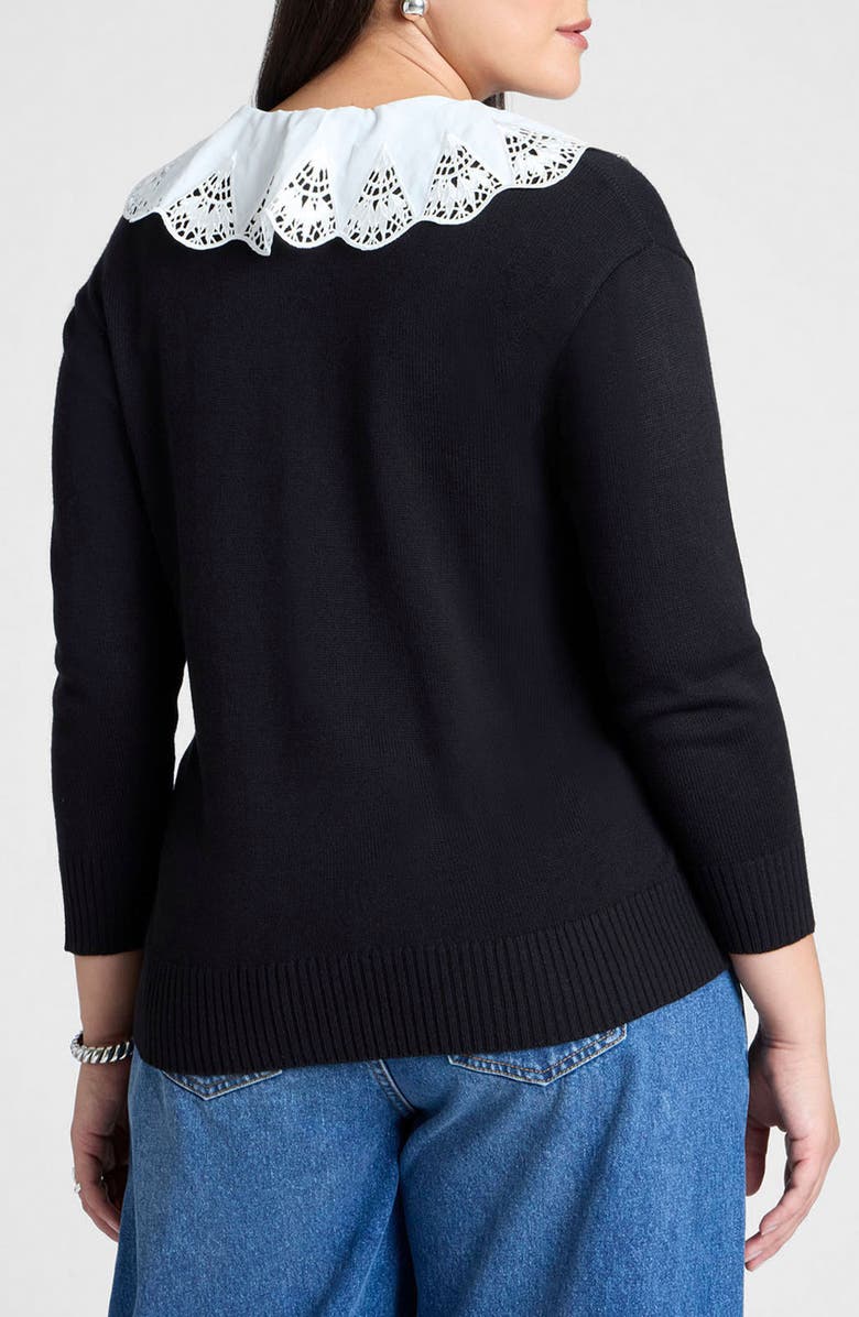 ELOQUII Scalloped Collar Sweater, Alternate, color,