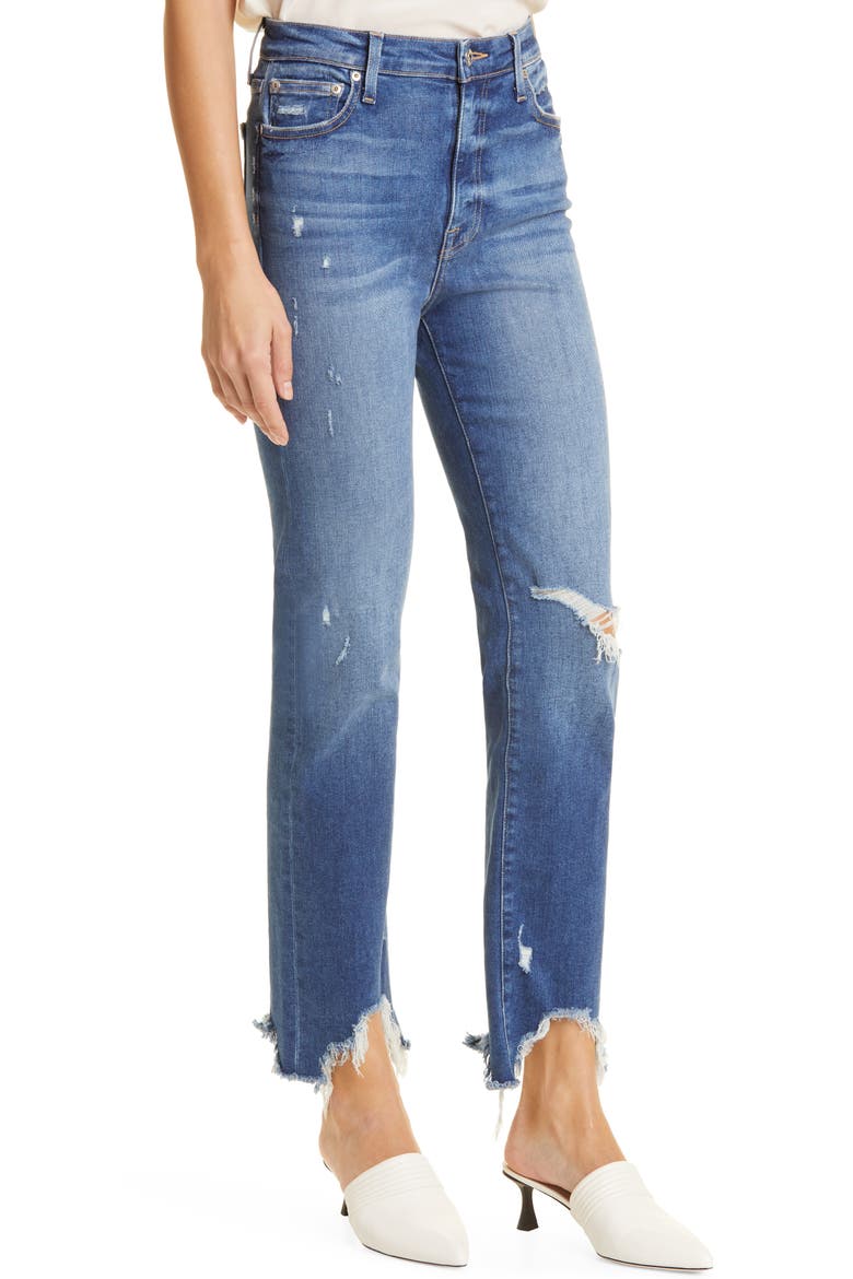 River High Waist Distressed Straight Leg Jeans, Alternate, color, DISTRESSED ATLANTIC
