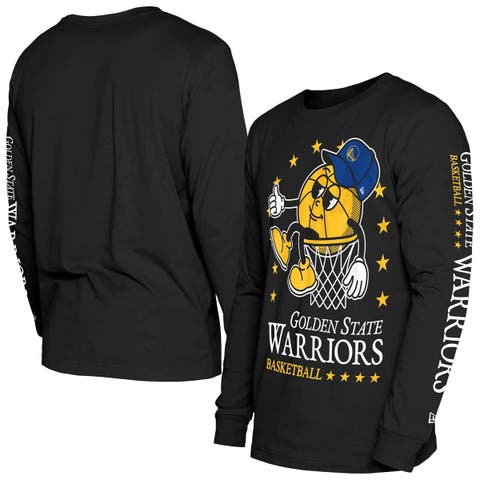Men's New Era Black Golden State Warriors Old School Sport Long Sleeve T-Shirt