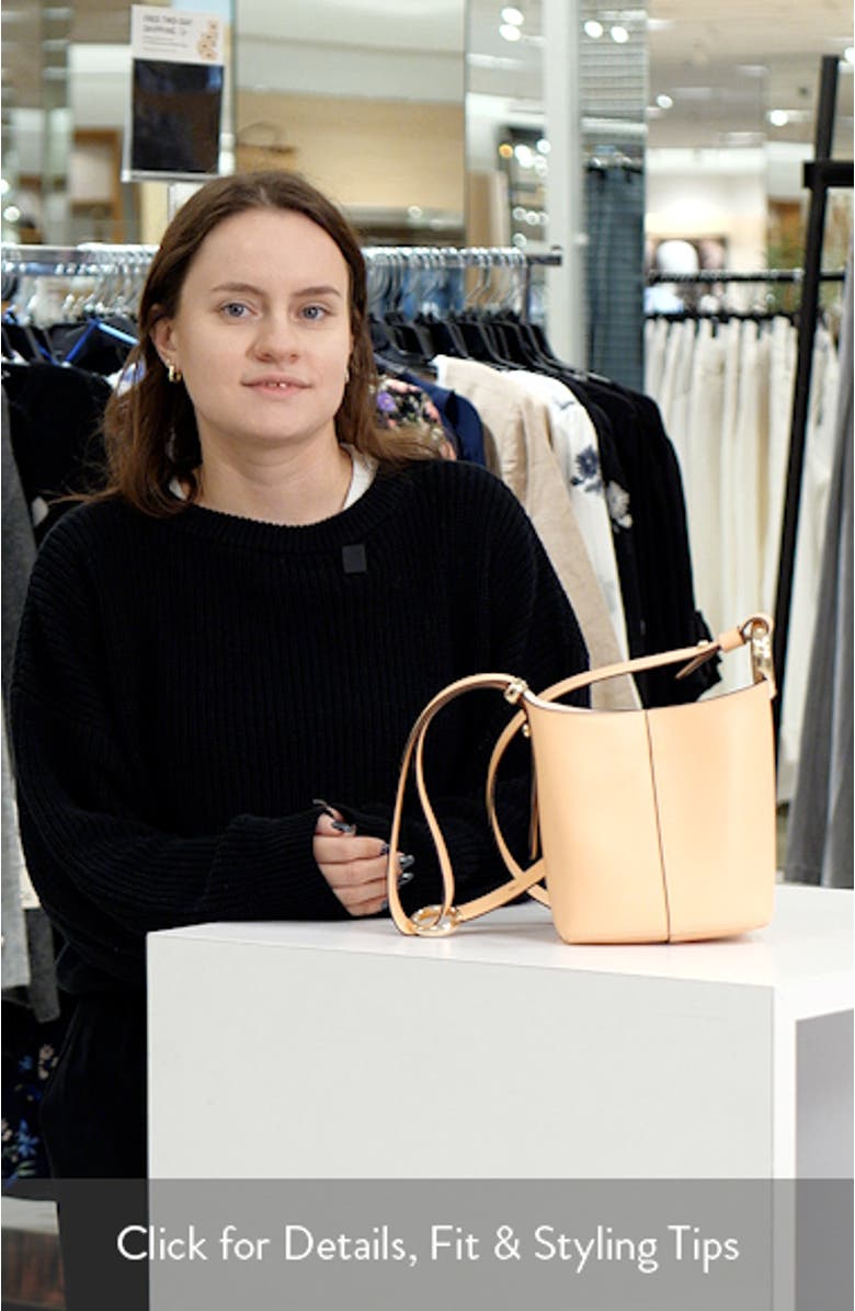 mini halo fine grain leather bucket bag, sales video thumbnail