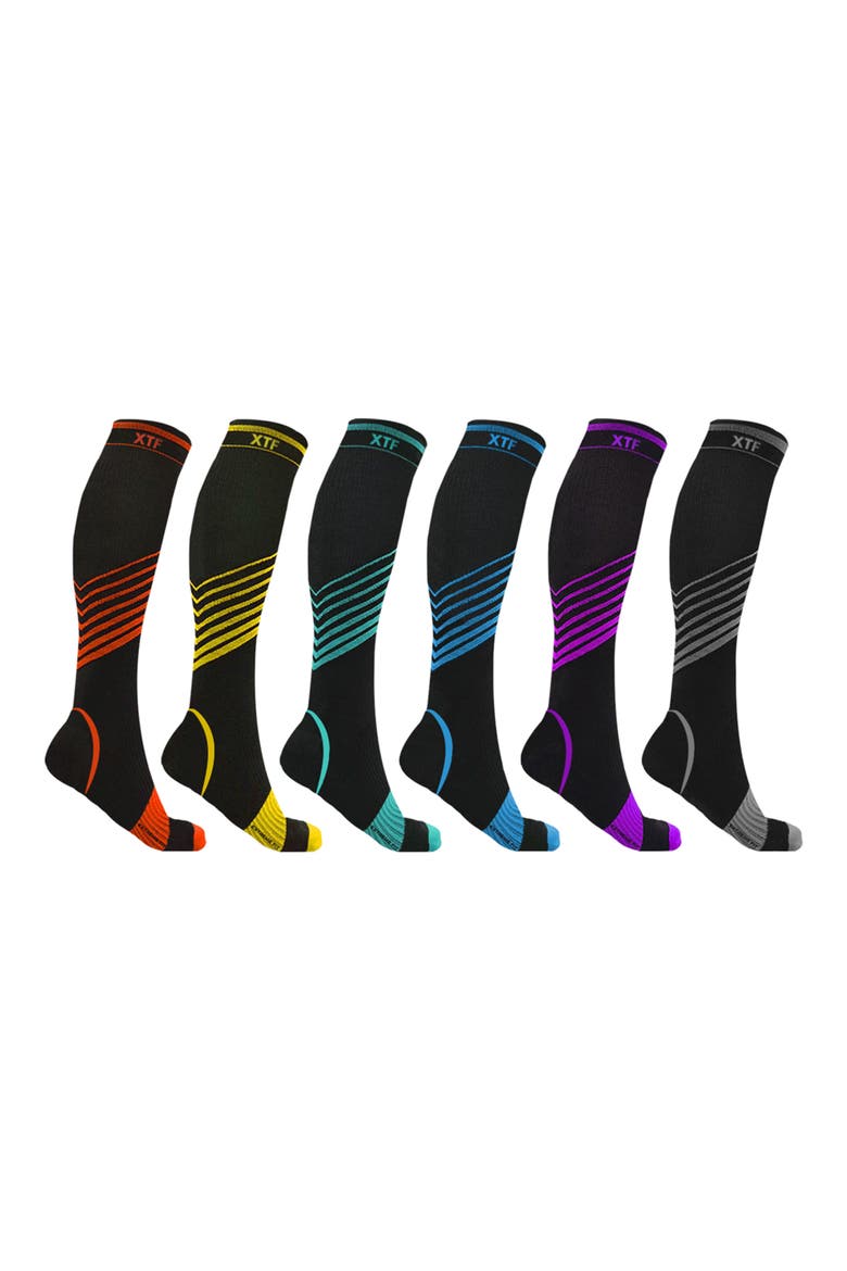 Assorted 6-Pack Ultra Performance Athletic Compression Socks, Main, color, BLACK