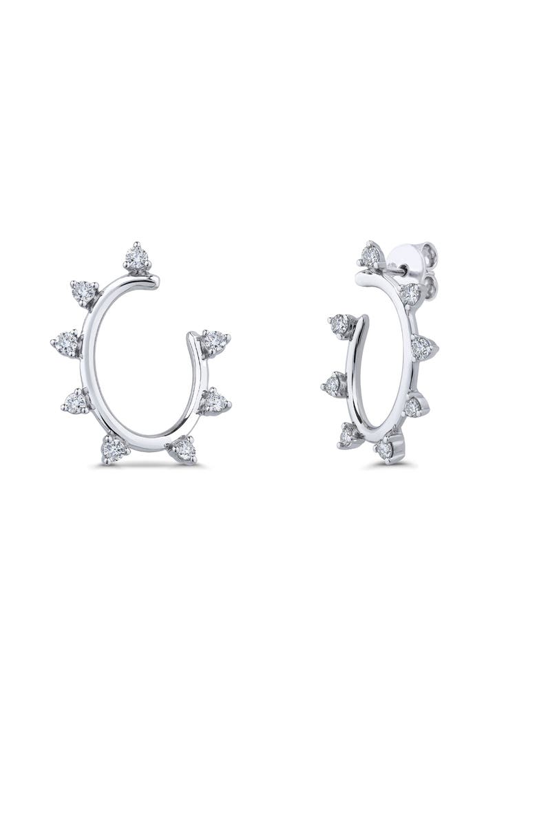 Seed2Stone Spiky Oval Earrings, Main, color, Silver