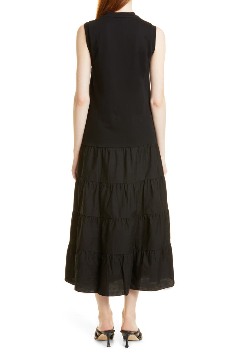 Sleeveless Tiered Maxi Dress, Alternate, color, BLACK