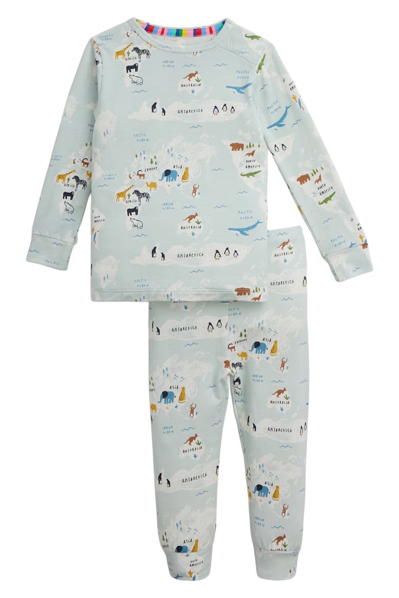 Kids' Sea The World Two-Piece Fitted Pajamas, Main, color, BLUE