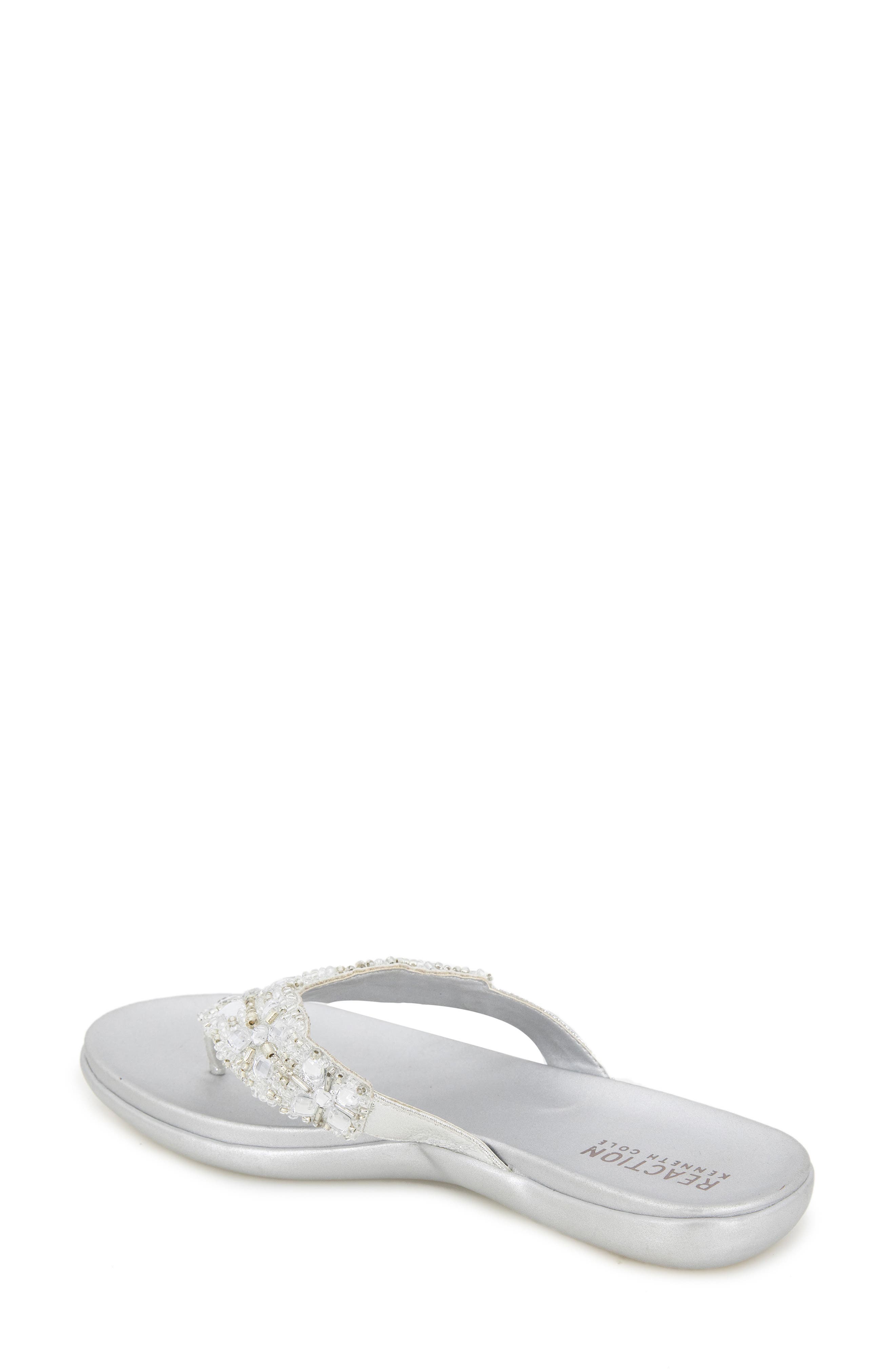 Kenneth Cole Reaction Glam-Athon Embellished Thong Sandal, Alternate, color, Silver